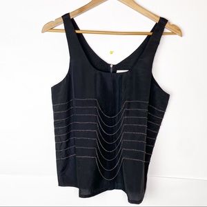 NOWT Line & Dot Black Chain Embellished Tank Top